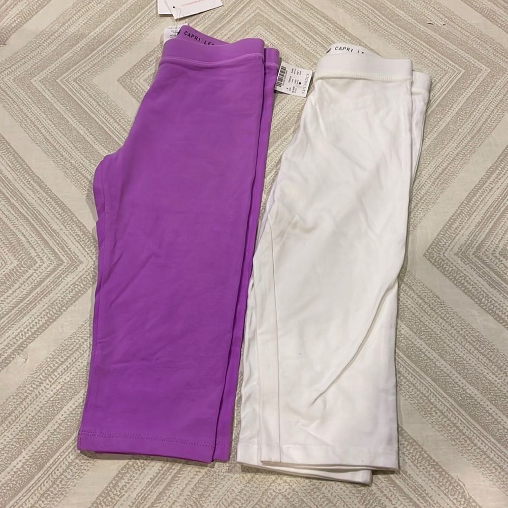 Crewcuts Girls Purple & White Capri Leggings (2)